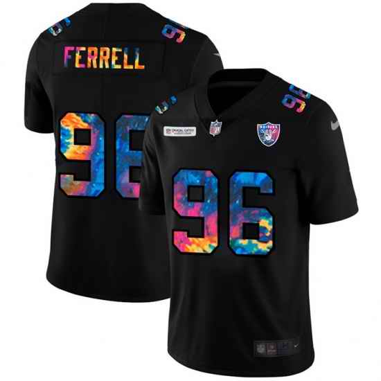 Las Vegas Raiders 96 Clelin Ferrell Men Nike Multi Color Black 2020 NFL Crucial Catch Vapor Untouchable Limited Jersey